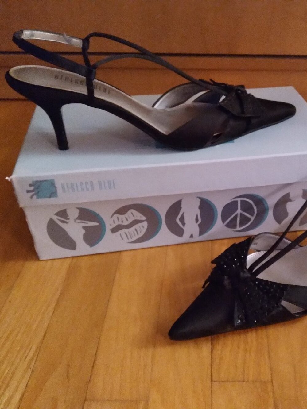 New in Box, Elegant black shoes, High heels, Rebecca Blue,  Size - 7M